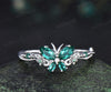 Vintage butterful marquise emerald engagement ring unique floral green emerald ring elegant bridal ring gifts for her