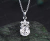 Unique Leaf Nature Inspired Necklace Delicate 2ct Round Cut Moissanite Necklace white gold Three Stone Floral Pendant Bridal Gift