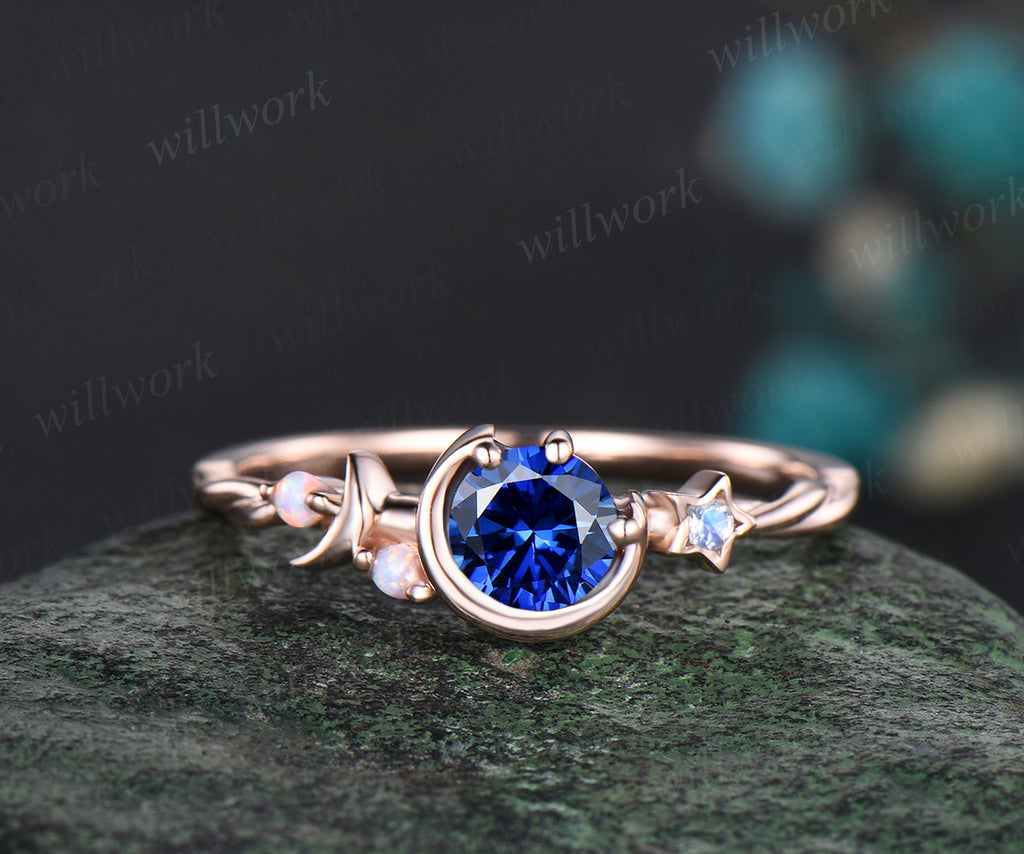 Oval Cut Blue Sapphire Ring Vintage Sterling Silver store Blue Engagement Ring Unique Anniversary Ring September Birthstone Birthday Gift