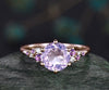 READY TO SHIP: Round Lavender Amethyst Engagement Ring - Silver Rose Plated - Ring Size: 6.5 US