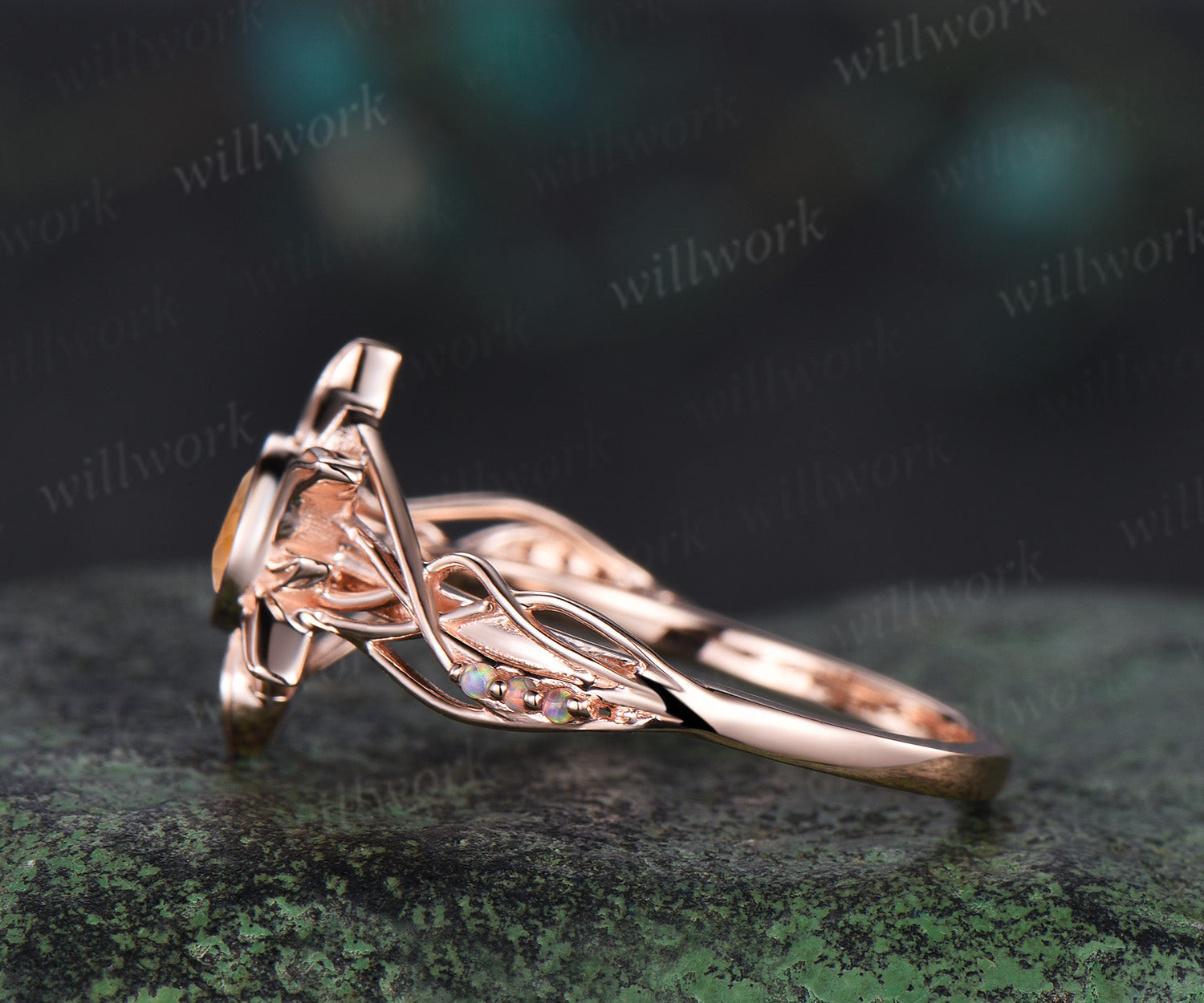 Rapunzel Ring Sun citrine Engagement Ring Tangled Sunflower Ring