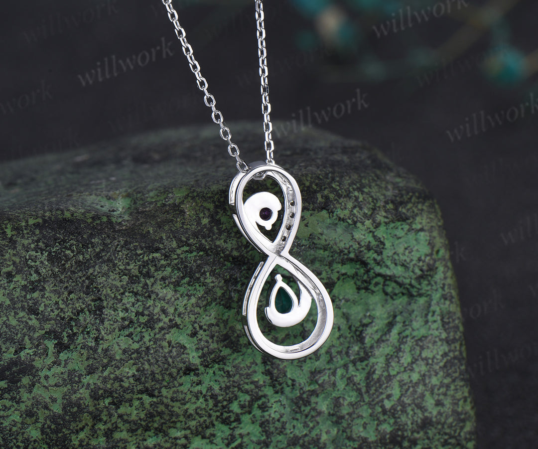 Infinity pear emerald round amethyst pendant necklace Toi et Moi necklace with diamonds unique gifts for women