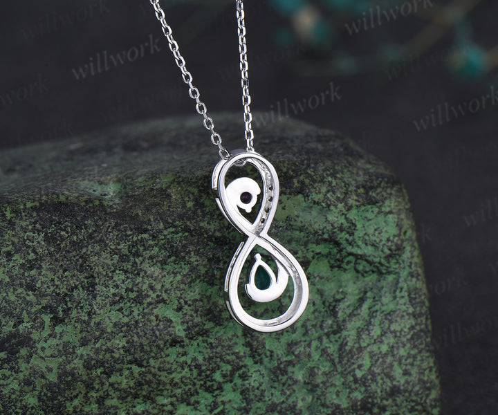 Infinity pear emerald round amethyst pendant necklace Toi et Moi necklace with diamonds unique gifts for women
