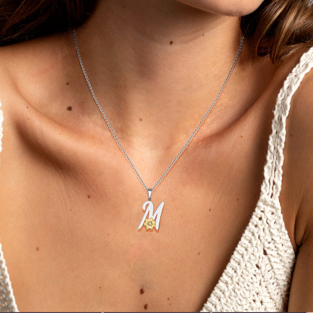 Monogram Charm Necklace 26 Initial Name Letter Pendant with perfect Sterling Silver Jewelry Gifts for her