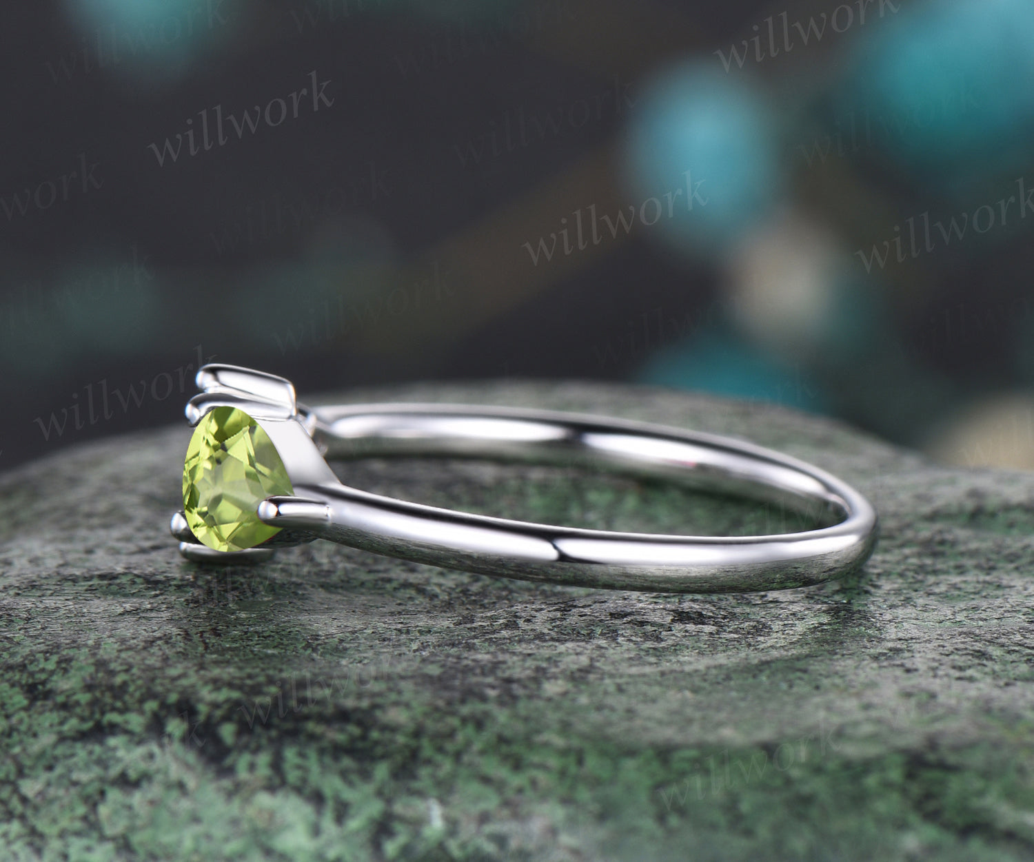 Natural Peridot Ring- deals Sterling Silver Ring- Engagement Promise Ring- Green Gemstone- August Birthstone - Anniversary Birthday Gift for Her