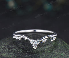 Celtic knot leaf alexandrite wedding band vintage trinity curved matching stacking band