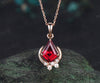 Vintage kite cut red ruby necklace rose gold cluster moon snowdrift diamond pendant women July birthstone anniversary gift