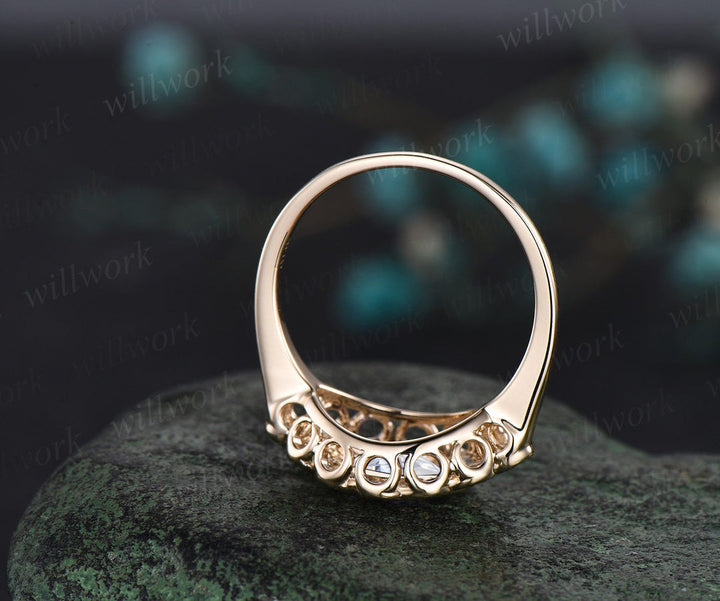 East to West Marquise Lab Grown Diamond Ring Bezel Set Halo Engagement Ring Unique Eye Shape Ring for Her