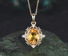 Vintage Oval Cut November Birthstone Natural Citrine Necklace Milgrain 14k yellow Gold Crystal Citrine Pendant Birthday Necklace Women