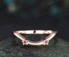 Ruby star wedding band curved matching band solid 14k rose gold stackable ring gifts for her