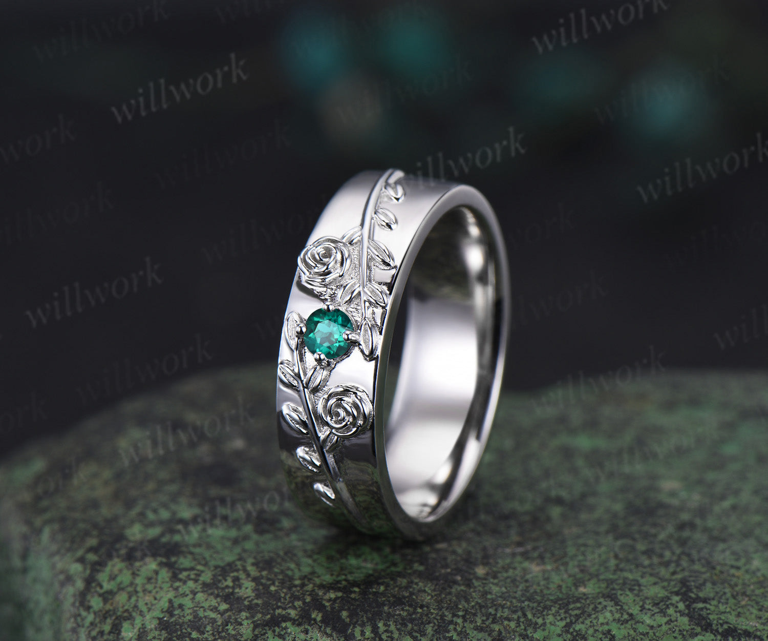 Green Emerald 7.75 outlet Carat, 925 Sterling Silver Gold Plated, Handmade Ring For Man And Women, Anniversary Gift.