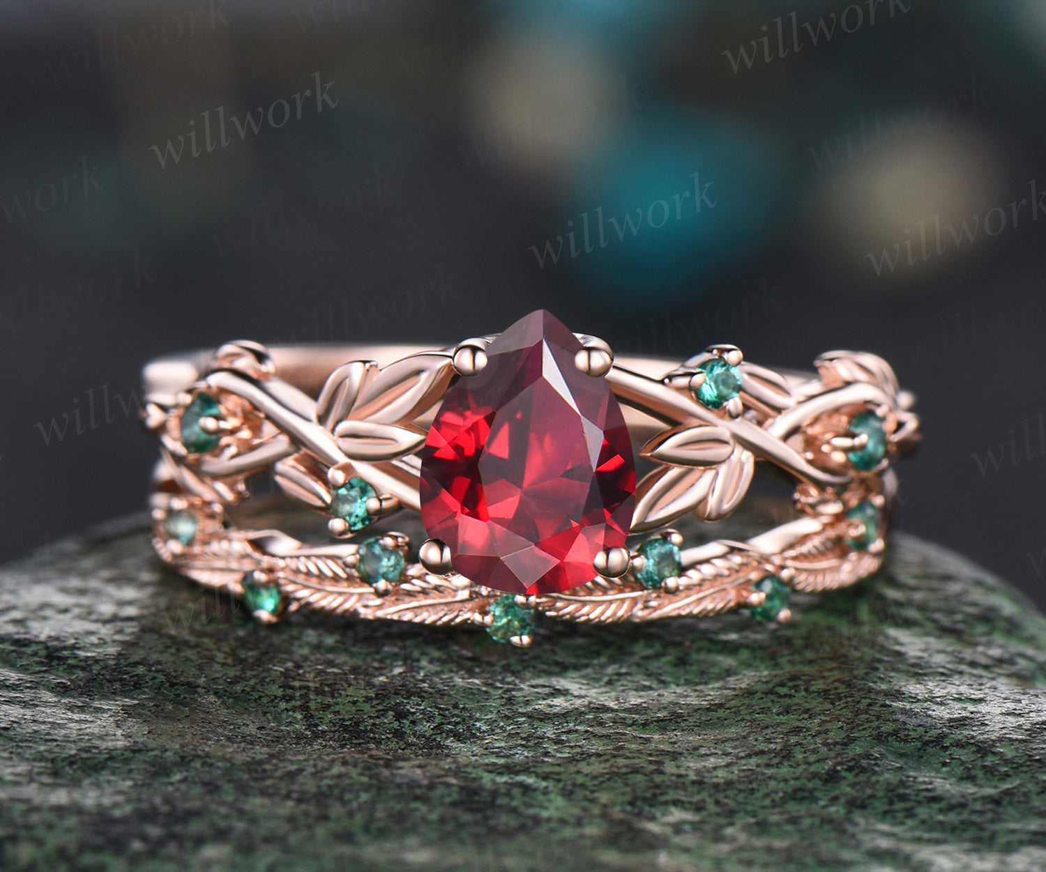 Princess 2ct Ruby Emerald Cut Diamond Pave Platinum Engagement ring | Jian  London
