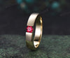 Men Ruby Rings 14K Solid Rose Gold Polish Band Male 4mm Hexagon cut red ruby Band Tension Set Ring Men Gemstone Promise Wedding Band