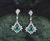 Vintage kite cut emerald drop earrings marquise moissanite halo dangel earrings May birthstone jewelry gifts for women