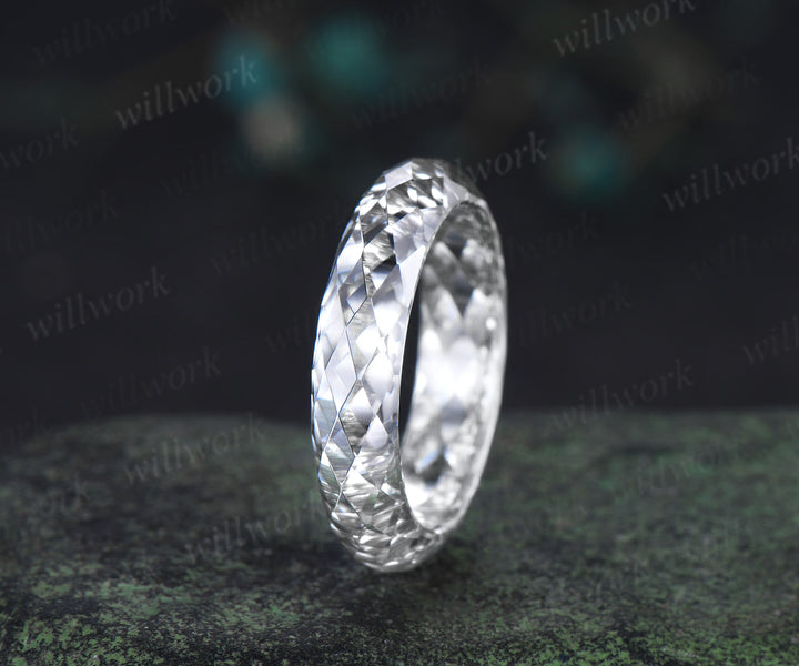 Briolette cut white moissanite wedding band mens full eternity unique bridal engagement ring gift for him husband