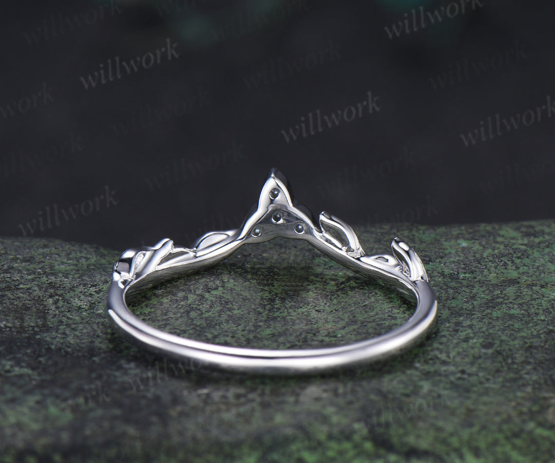 Celtic knot leaf alexandrite wedding band vintage trinity curved matching stacking band