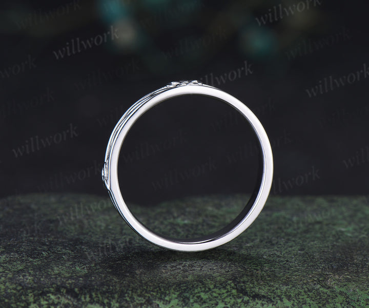 Fleur-de-lis twisted wedding band mens women full eternity nature inspired wedding ring set infinity couple rings