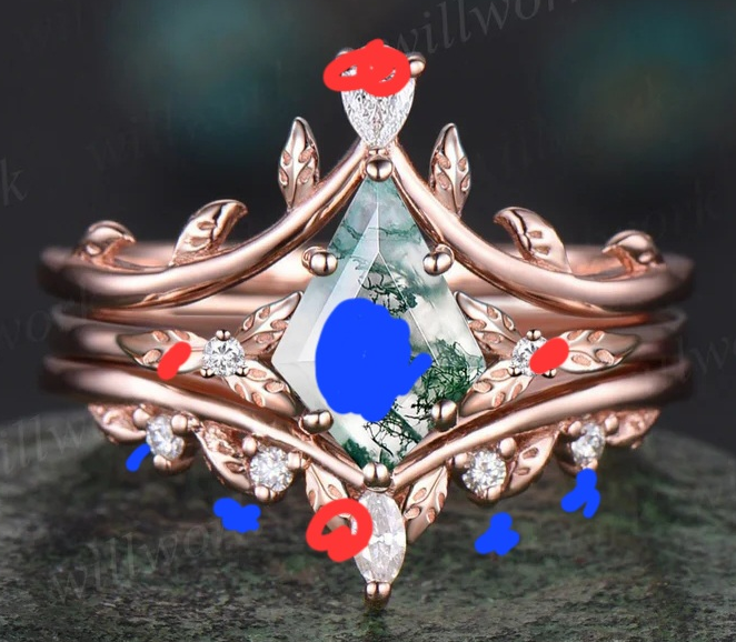 Custom order for Hailey Rose(3pc ring set, sterling silver, ring size 5 1/4)