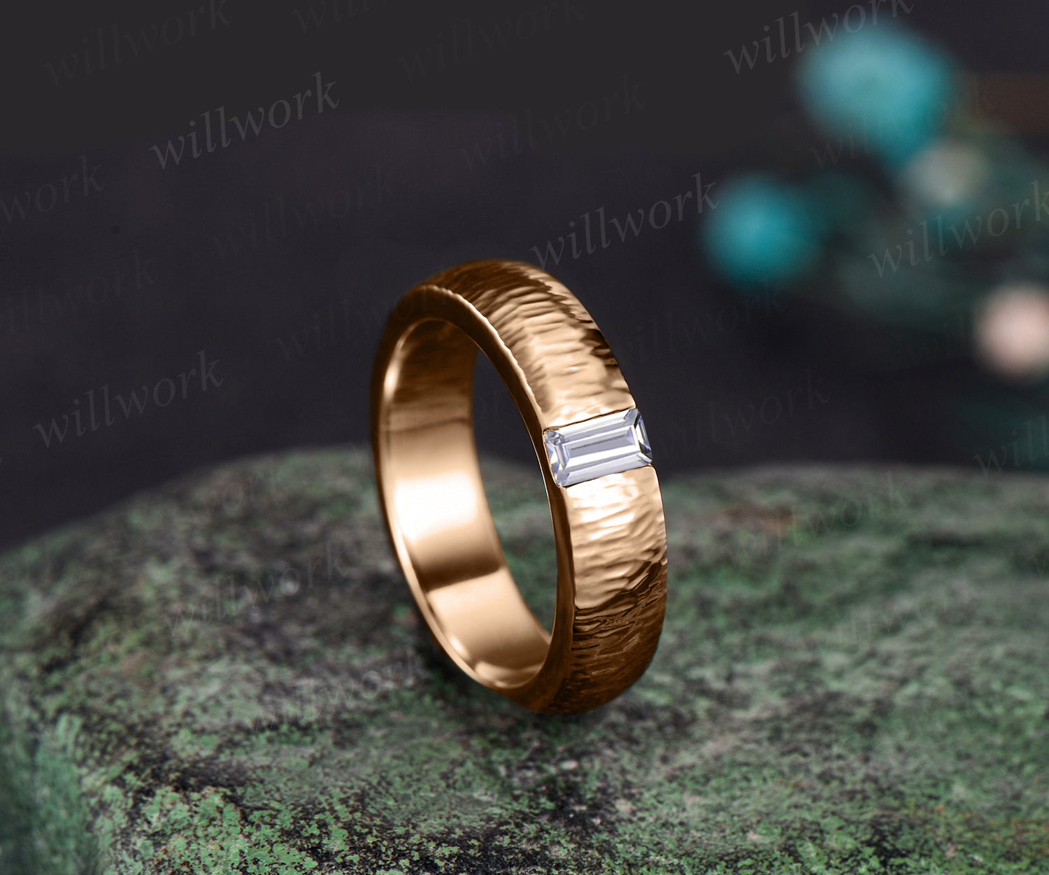 Art deco mens wedding on sale band