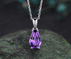 Coffin natural Amethyst necklace solid 14k 18k white gold vintage unique Personalized pendant women her anniversary bridal gift mother