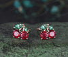 Round Ruby Earrings 14k Rose gold Marquise Emerald Earrings Jewelry Xmas Gift for Her