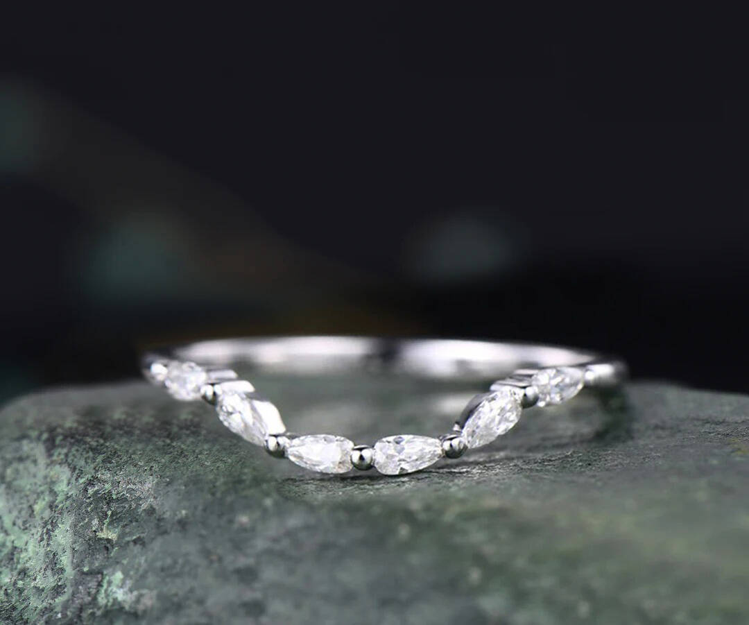 Vintage moss agate ring set emerald cut moss agate engagement ring curved moissanites wedding band proposal promise ring anniversary gifts