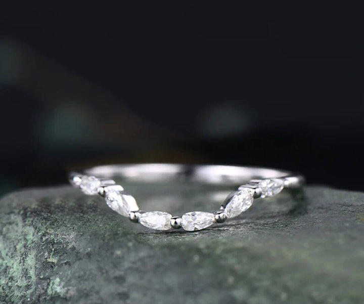 Vintage moss agate ring set emerald cut moss agate engagement ring curved moissanites wedding band proposal promise ring anniversary gifts