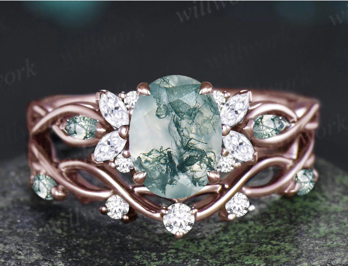 Custom order for Sarah Leahy(2pc ring set, 18k rose gold, ring size 5.5)