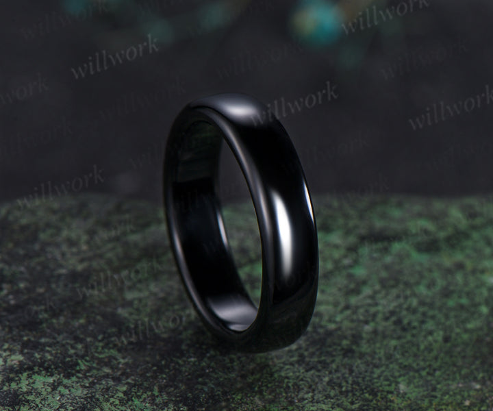5mm natural black onyx solitaire ring black stone full eternity band minimalist rough stone men ring wedding anniversary birthday gifts