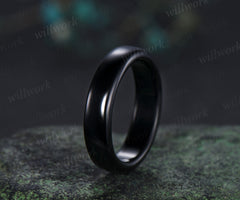 5mm natural black onyx solitaire ring black stone full eternity band minimalist rough stone men ring wedding anniversary birthday gifts