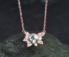 Round moss agate leaf pendant necklace nature inspired moissanite rose gold necklace birthday anniversary gifts