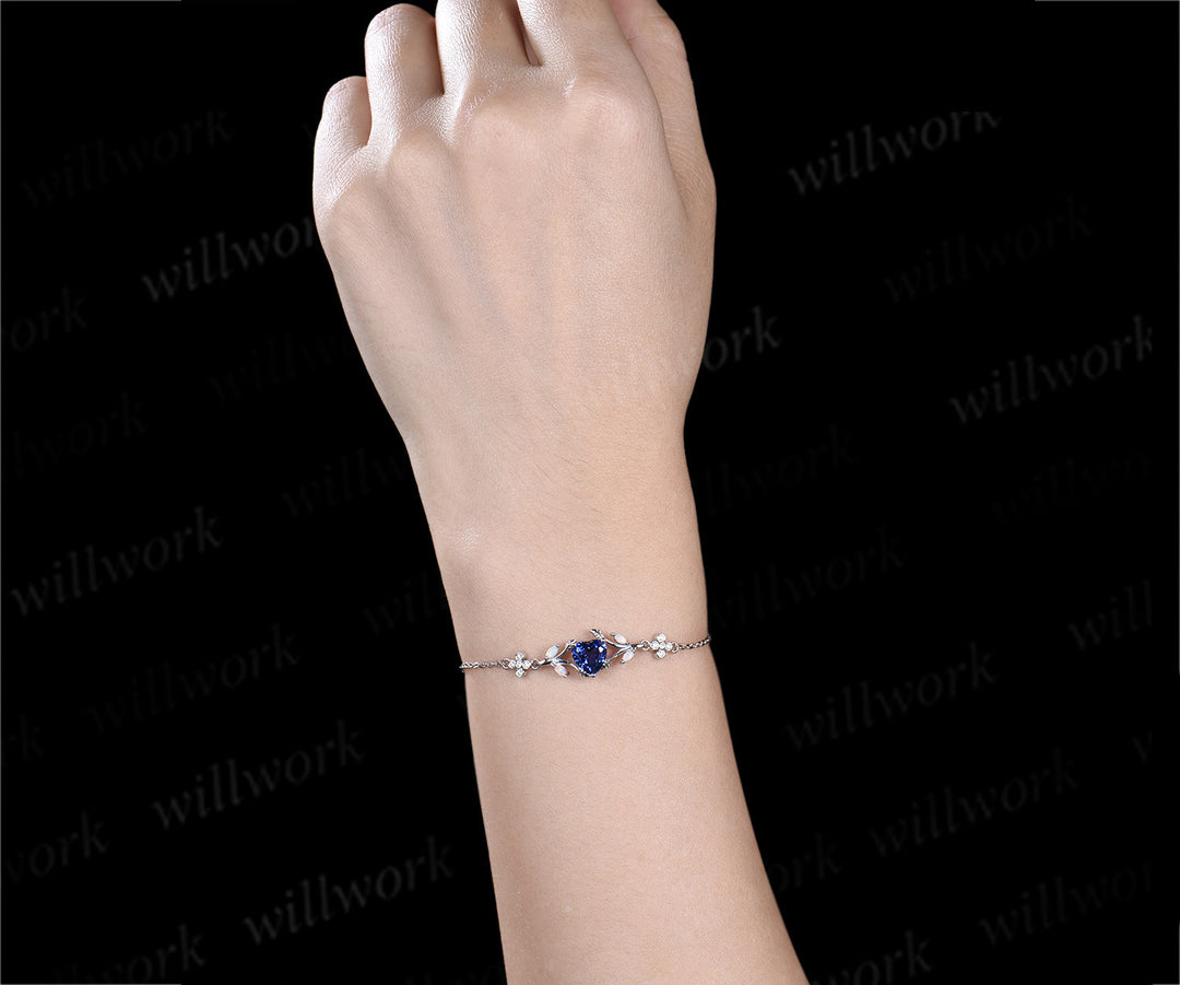 6.5mm heart sapphire nature inspired leaf bracelets art deco marquise opal clover moissanites adjustable bracelet