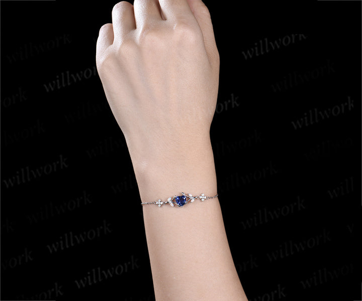 6.5mm heart sapphire nature inspired leaf bracelets art deco marquise opal clover moissanites adjustable bracelet
