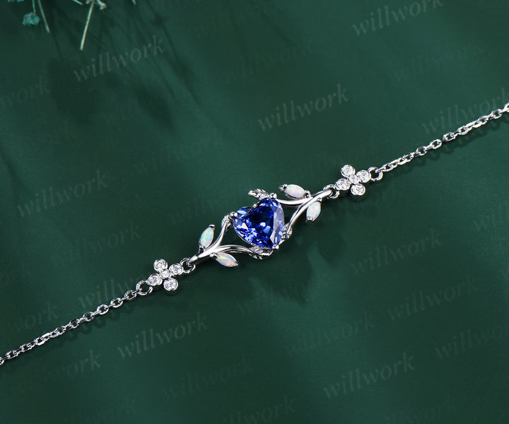 6.5mm heart sapphire nature inspired leaf bracelets art deco marquise opal clover moissanites adjustable bracelet