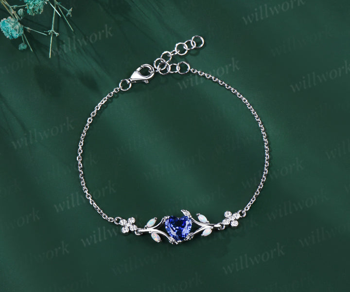 6.5mm heart sapphire nature inspired leaf bracelets art deco marquise opal clover moissanites adjustable bracelet