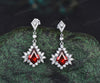 Kite natural garnet drop earrings marquise moissanite halo earrings January birthstone piercing earrings wedding anniversary gifts