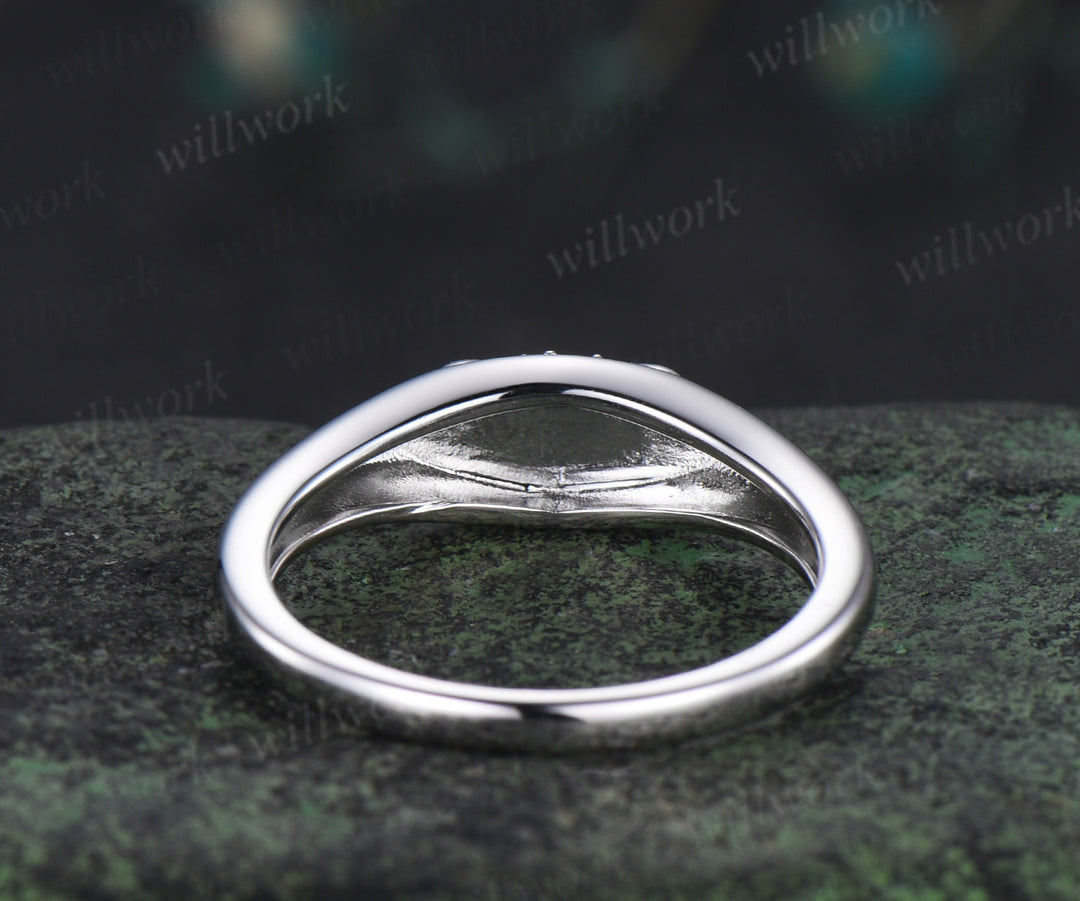 Honey bee signet ring solid 14k white gold ring bumblebee statement ring comfort fit jewelry gifts