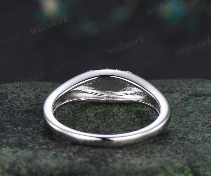 Honey bee signet ring solid 14k white gold ring bumblebee statement ring comfort fit jewelry gifts