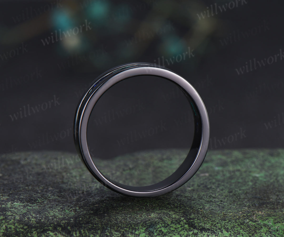 Unique baguette cut emerald sapphire alexandrite men ring black gold half eternity mens wedding band anniversary gifts