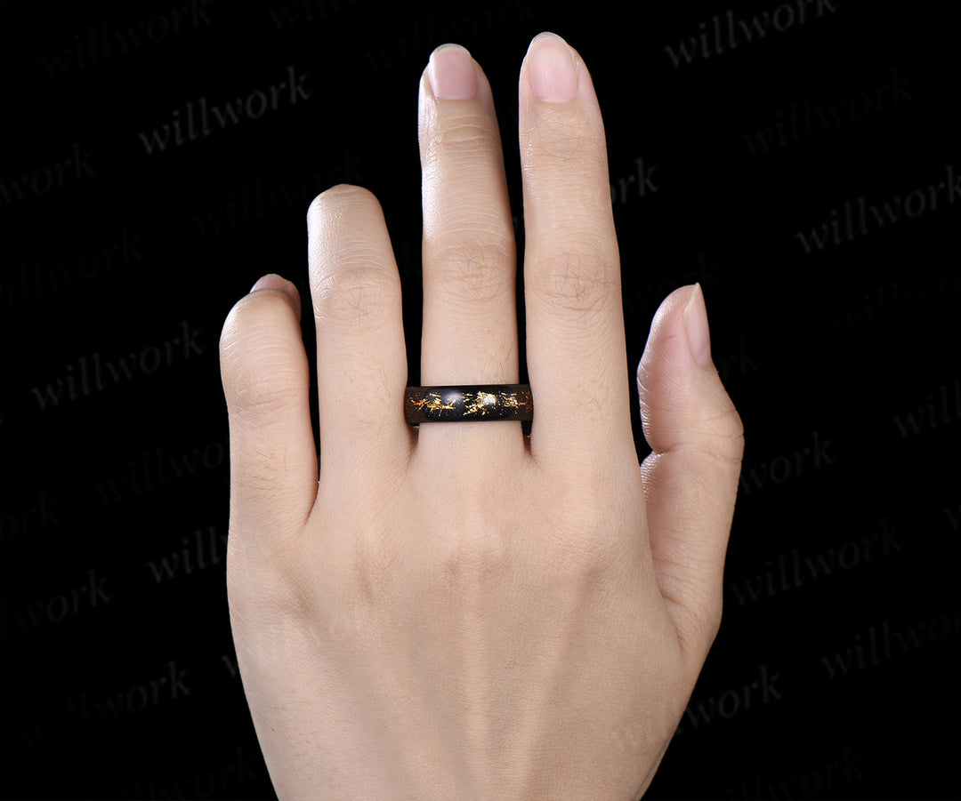 Pear Citrine Seven Stone Engagement Ring & Bold Tungsten Men Wedding Band Couple Rings