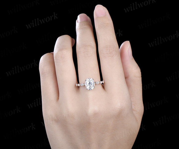 Oval cut IGI lab grown diamond engagement ring unique seven stones diamond ring wedding anniversary gifts for women