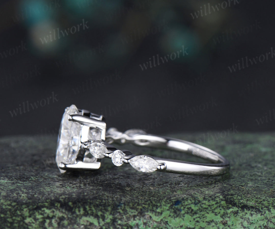 Oval cut IGI lab grown diamond engagement ring unique seven stones diamond ring wedding anniversary gifts for women