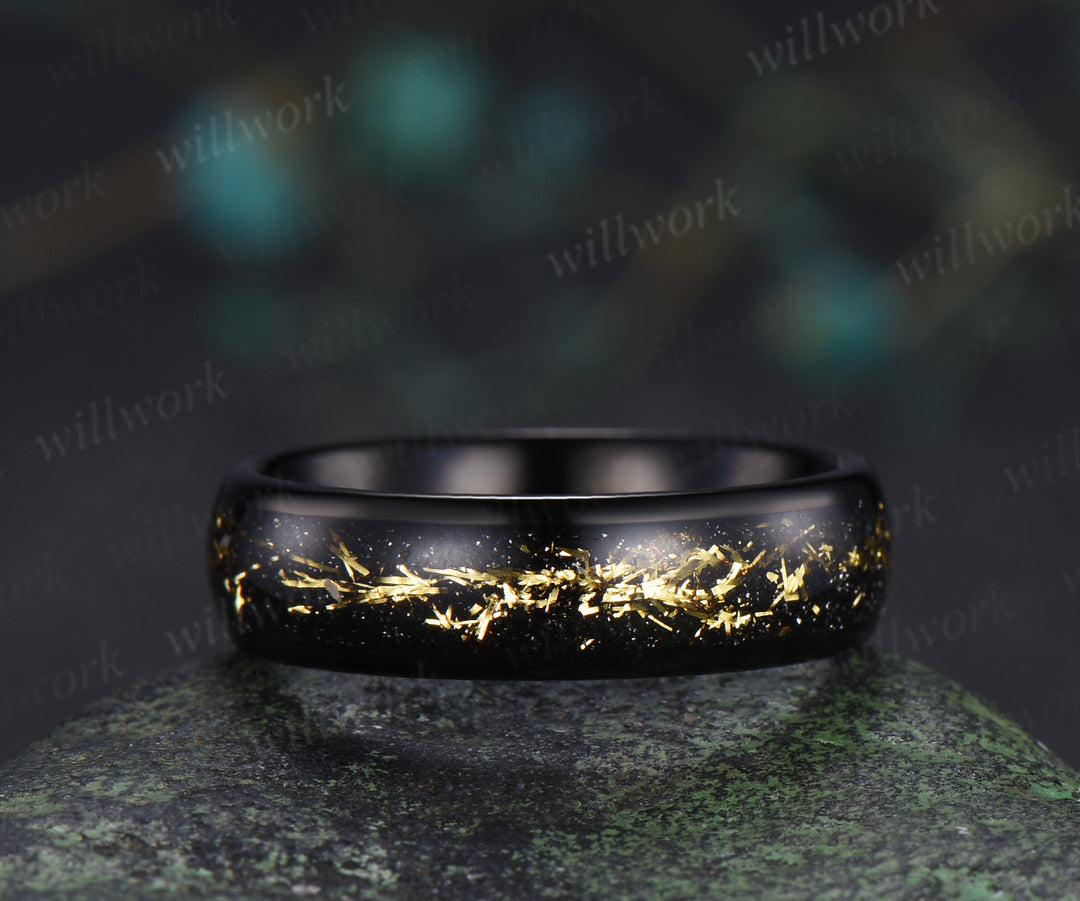 Pear Citrine Seven Stone Engagement Ring & Bold Tungsten Men Wedding Band Couple Rings