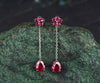 Pear shape ruby threader earrings flower drop earrings July birthstone gifts wedding anniversary earrings