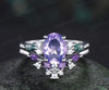 Oval cut lavender amethyst ring set moss agate moissanite engagement ring marquise amethyst wedding band unique bridal set