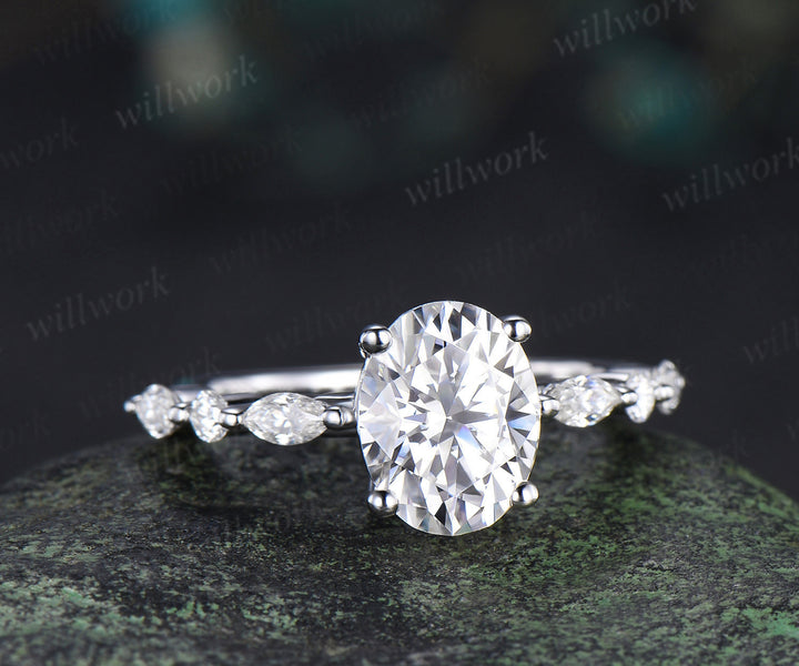 Oval cut IGI lab grown diamond engagement ring unique seven stones diamond ring wedding anniversary gifts for women
