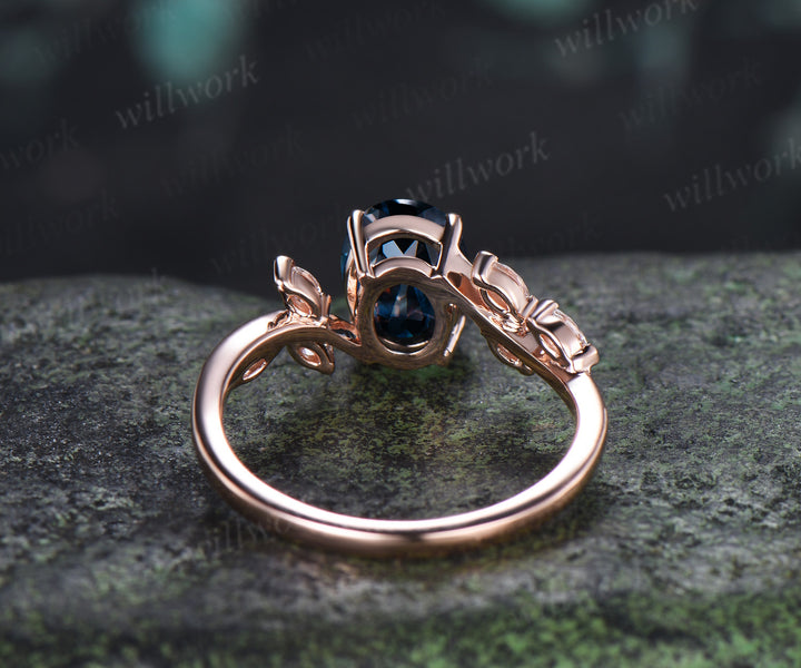 Oval Cut London Blue Topaz Engagement Ring Seven Stone Bypass Ring Marquise Moissanite Cluster Promise Ring Gifts