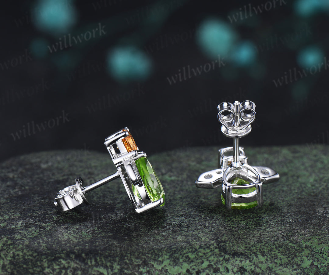 Pear cut peridot citrine earrings necklace firefly inspired peridot & citrine jewelry set