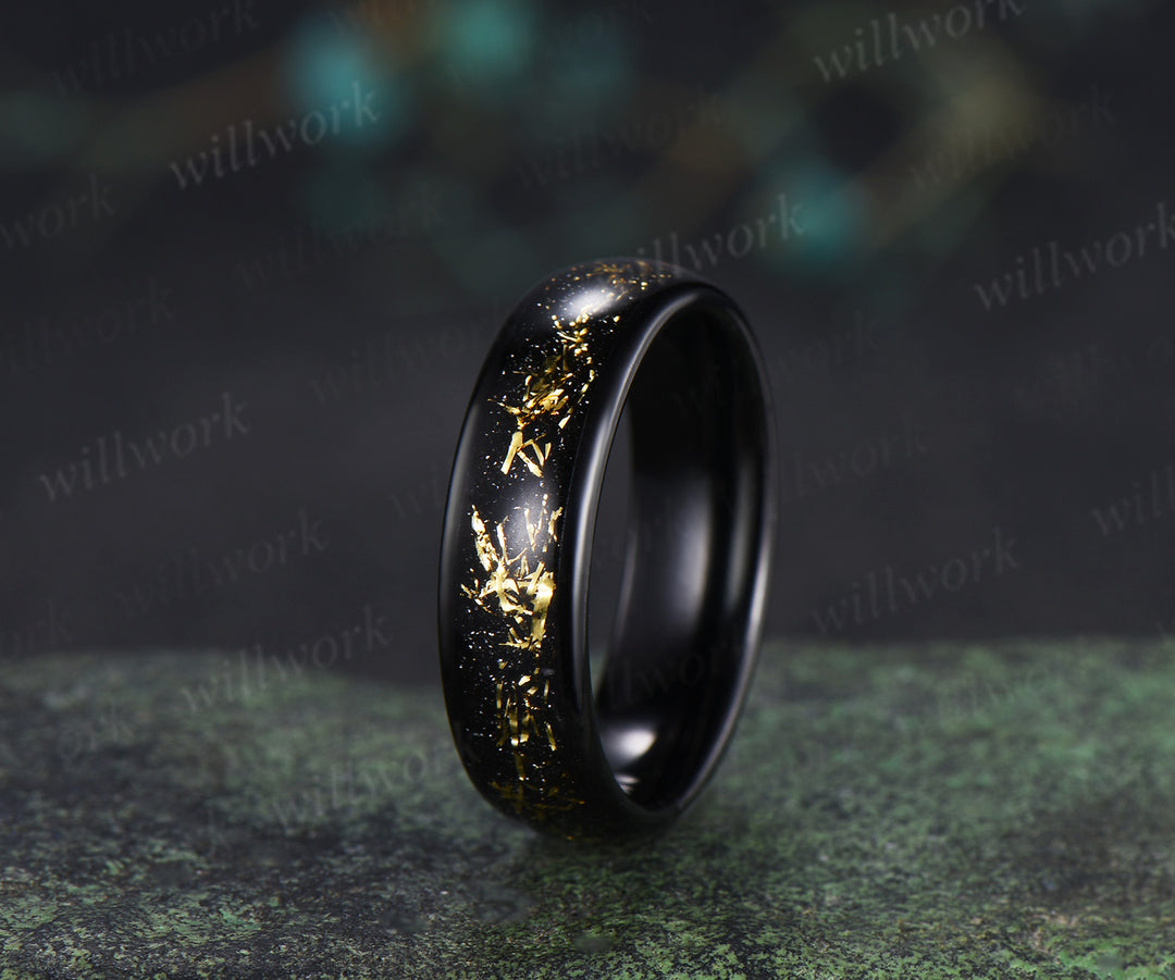 Pear Citrine Seven Stone Engagement Ring & Bold Tungsten Men Wedding Band Couple Rings