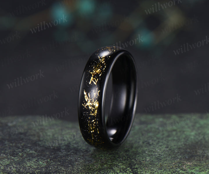 Pear Citrine Seven Stone Engagement Ring & Bold Tungsten Men Wedding Band Couple Rings